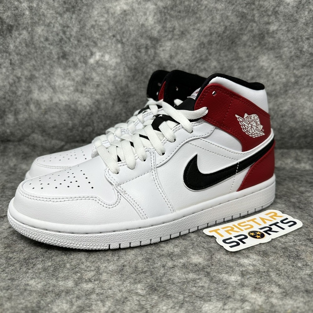 Nike Air Jordan 1 Mid Shoes Mens Size 7.5 Chicago White Red Black 554724-116